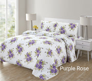 Printed Bedsheets 4pc King Queen Flower Plaid