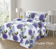 Printed Bedsheets 4pc King Queen Flower Plaid
